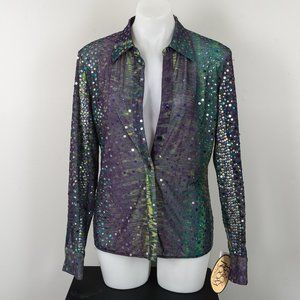 NWT Oleg Cassini sequin shirt - 8